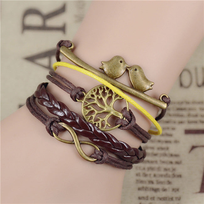 Free shipping Fashion Vintage Infinity Anchor Hook Artificial leather Leather Bracelet, Men Women Bracelets & Bangles Jewelry - Shopy Max