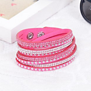 2014 Hot Selling ! New Women's Red Fashion Leather Charm Bracelet For Christmas Gifts New Year 13 Color ChoicesFree Shipping