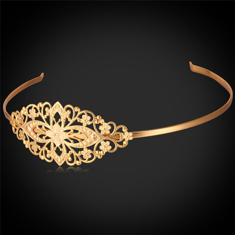 U7 Gold Flower Leaf Hairwear For Wedding 18K Gold /Platinum Plated Hair Jewelry Vintage Hair Band In