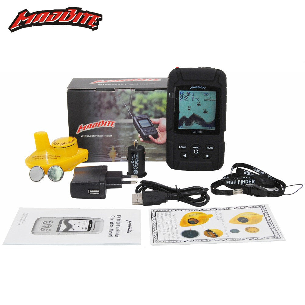 Wireless Portable Fish Finder Depth 45m/150 feet Sonar Sounder Alarm Transducer Fishfinder 200m Wireless Reception Range