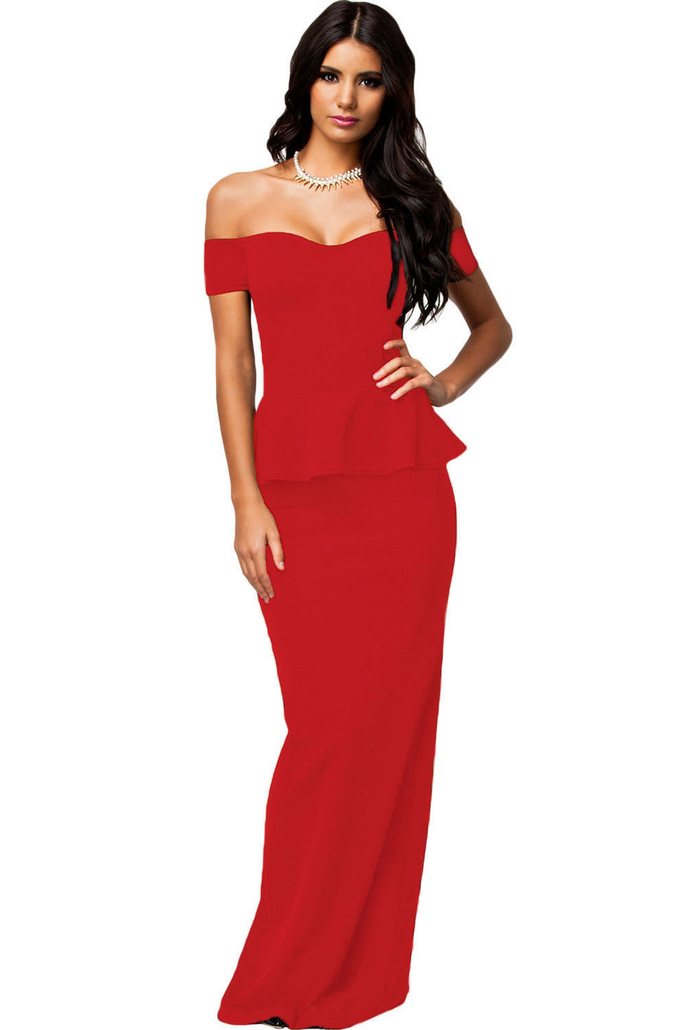2016 New women dress 3 colors Sexy Peplum Maxi Dress With Drop shoulder Long Dress LC6244 plus size M L XL XXL