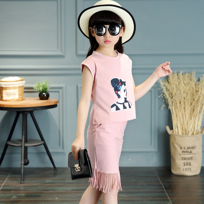 New Arrival Girl Summer Cotton Clothing Set Kids Cartoon Two Pieces Sets Short