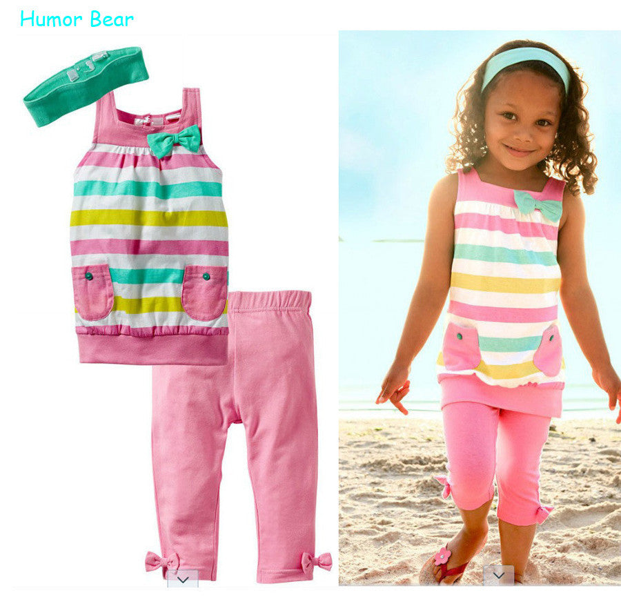 Humor Bear baby girls set cotton casual children girls summer clothing set - Shopy Max