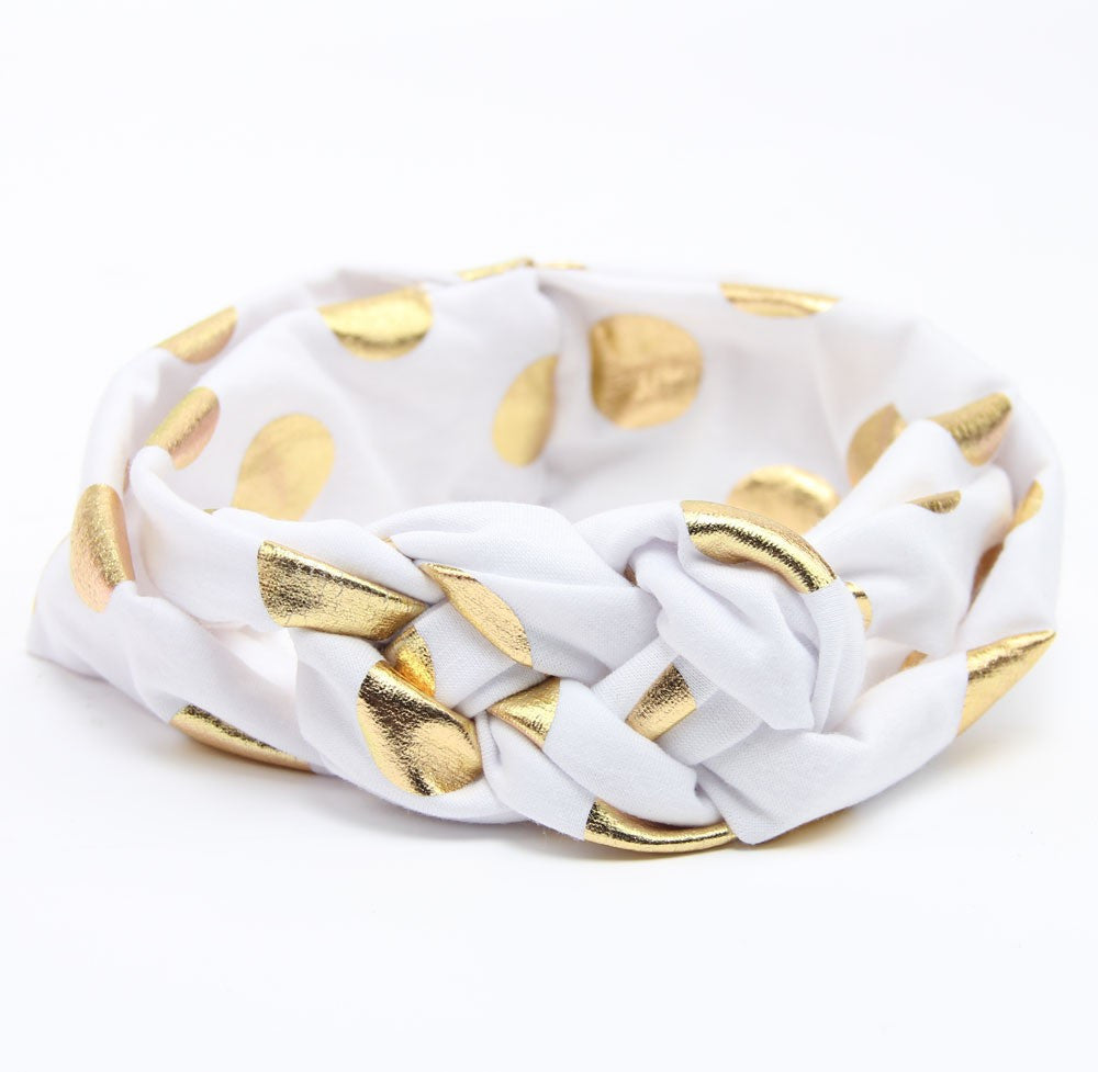 newborn baby girl cotton turbante fabric elastic hair band dots knot headwear turban