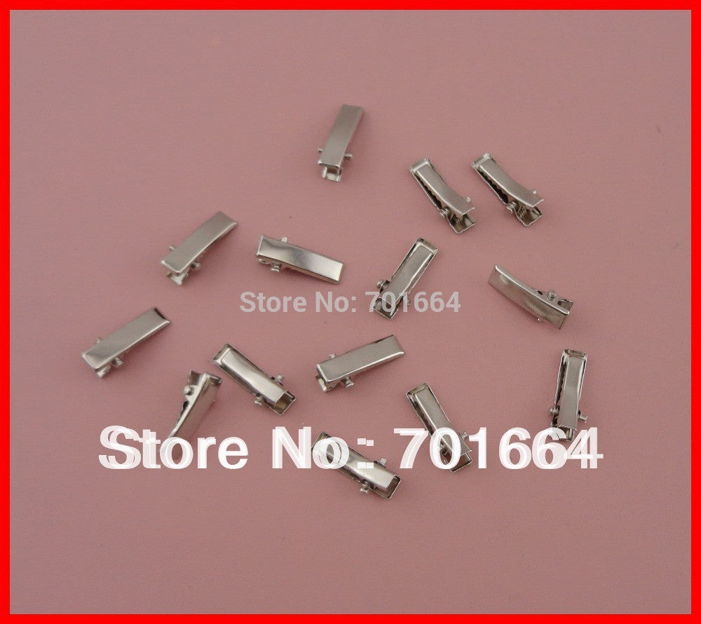 100PCS Silver Finish 20mm mini Rectangle plain Metal Alligator - Shopy Max