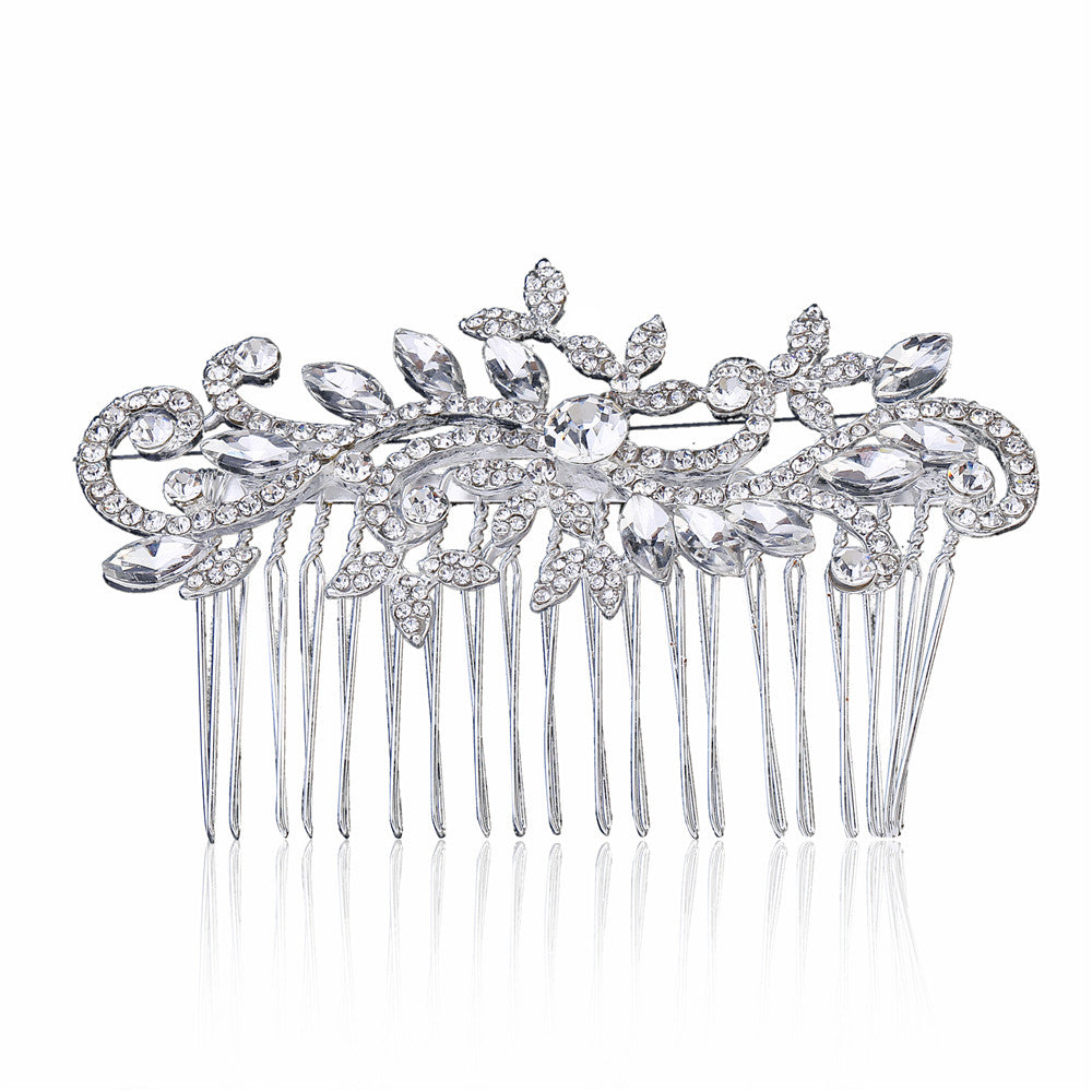 Women Wedding Jewelry Environmental Friendly Zinc Alloy 888 Rhinestone Bride Hair Comb Accessories