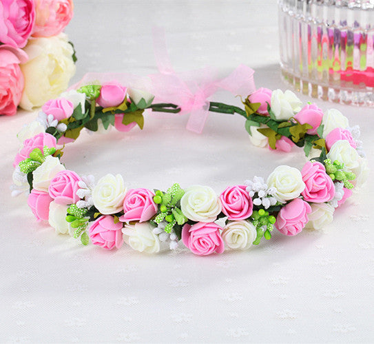 wedding bridal girls wreath flower floral crown for women kids head rose tiara Garland hh5007