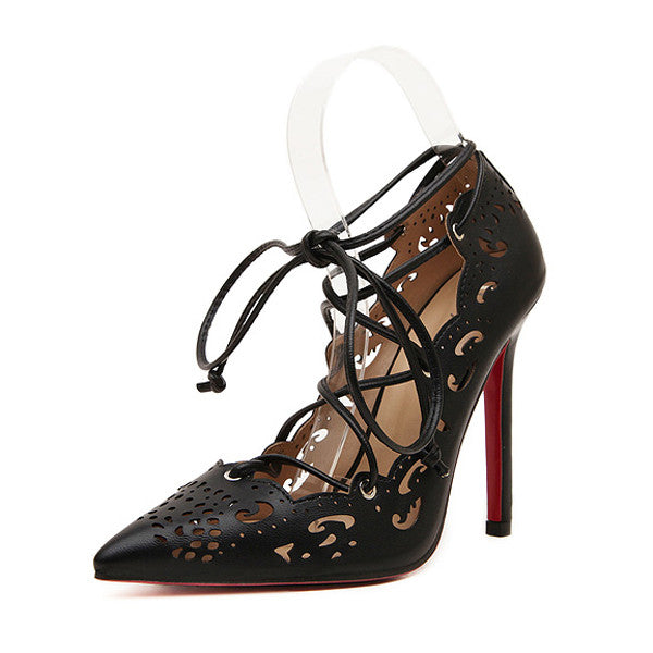 Women Shoes Red Bottom High Heels Shoes Woman Pointed Toe Woman Fashion Lace Up High Heel Pumps Woman Zapatos Mujer