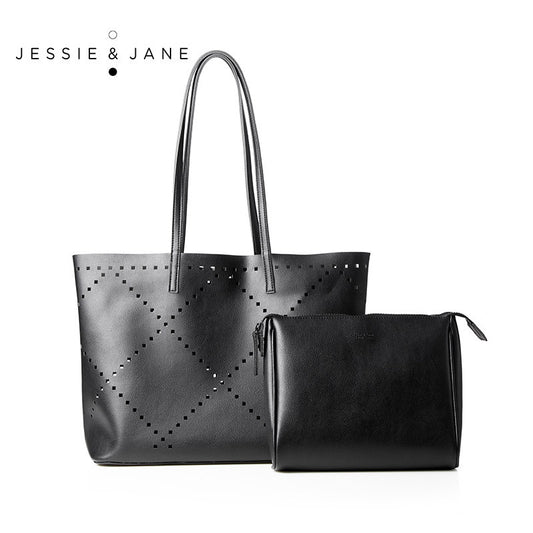 JESSIE&JANE Designer Brand 2016 New Sabah Series Hollow Out Bag Stylish Women PU Leather Tote 1224 - Shopy Max