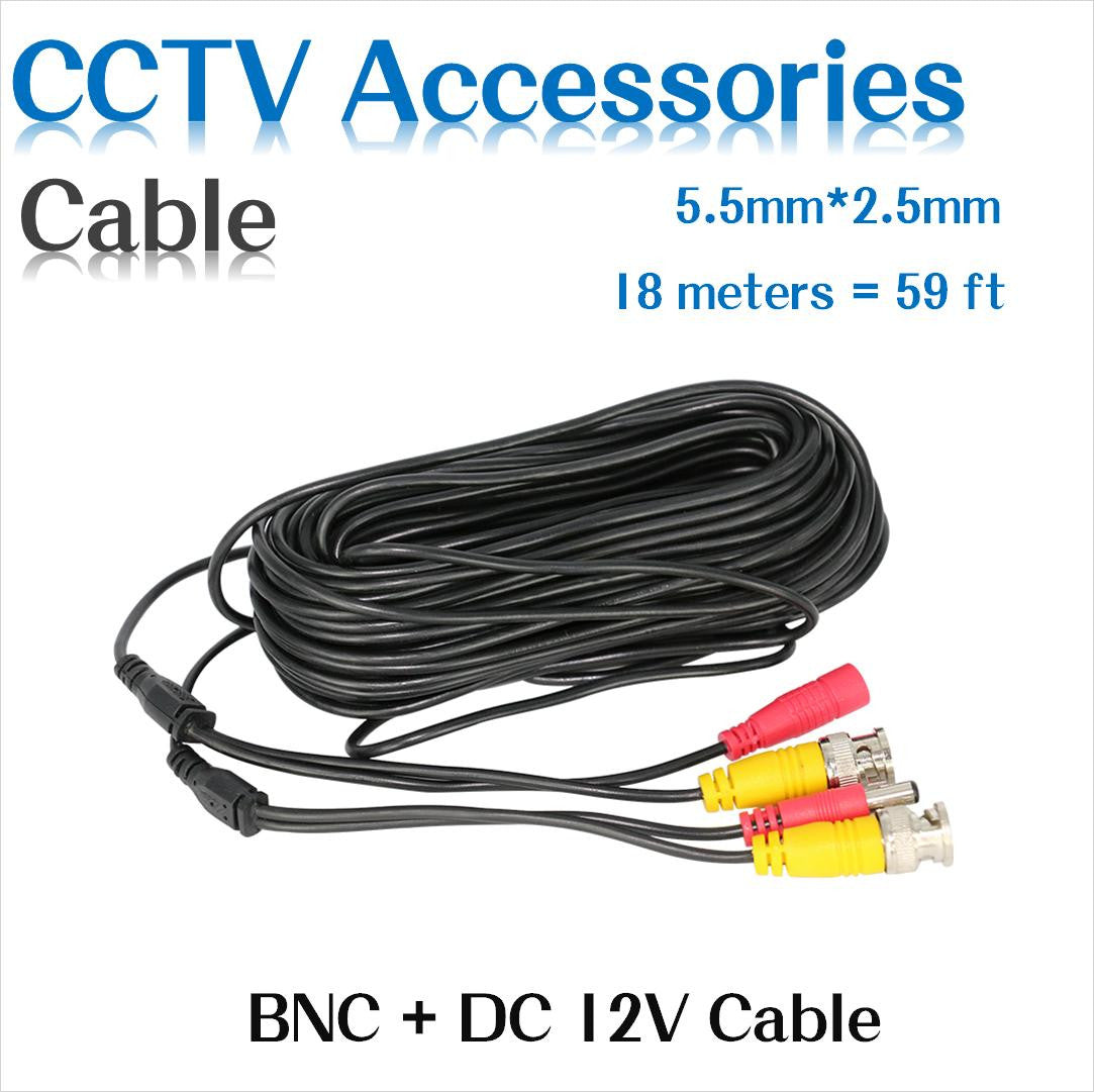 BNC Video Power Siamese Cable 65ft 18m 20m for Analog AHD CVI CCTV