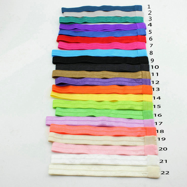 10pcs/lot Girls Solid Color Elastic FOE Headbands DIY Hair Accessory Satin - Shopy Max