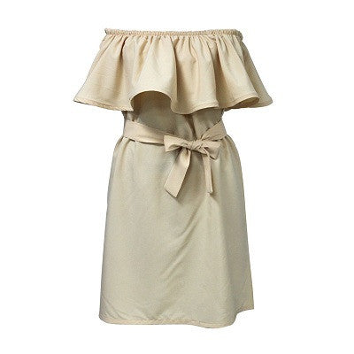 Fashion Brand Vestidos Summer Dress Women Off Shoulder Dress Sleeveless Ruffles Cross Straps Dresses Candy Color Party Dresses