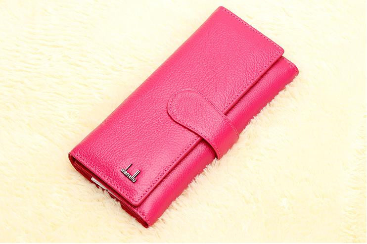 hot sale women genuine leather wallet brand luxury women three foldings coin Purse handbag