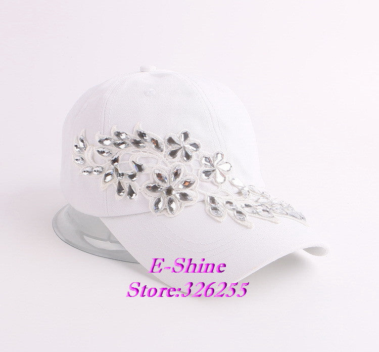 hot sale pink fuchsia black rhinestone flower girl women snapback hats new fashion high quality