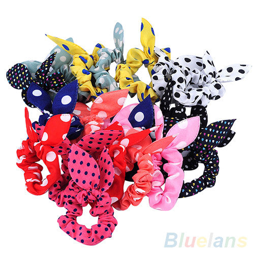 10Pcs Rabbit Ear Hair Tie Bands Accessories Japan Korean Style Ponytail Holder 2MWR 4PZ8 - Shopy Max