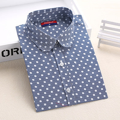 Women Long Sleeve Polka Dot Shirt