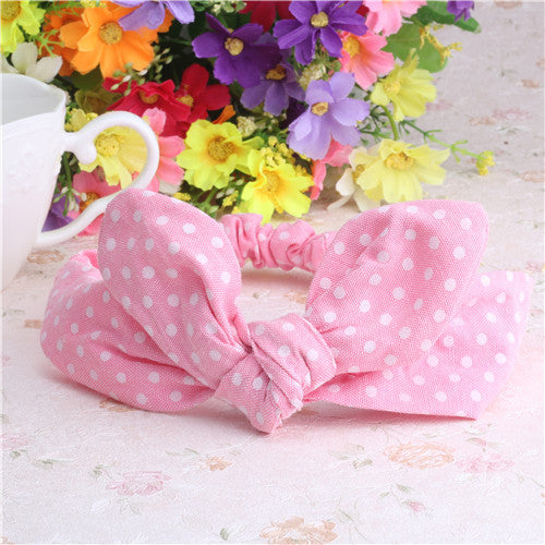 1PC Children Hair Accessories Lovely Bunny Ear Baby Headbands Elastic Fashion Soft Toddler scrunchy Bow Knot Girls Headband - Shopy Max