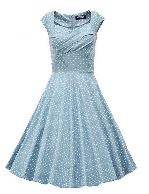 ACEVOG Brand Women 2016 Summer Dress Sleeveless Tunic Casual Vintage 1950s 60s Party