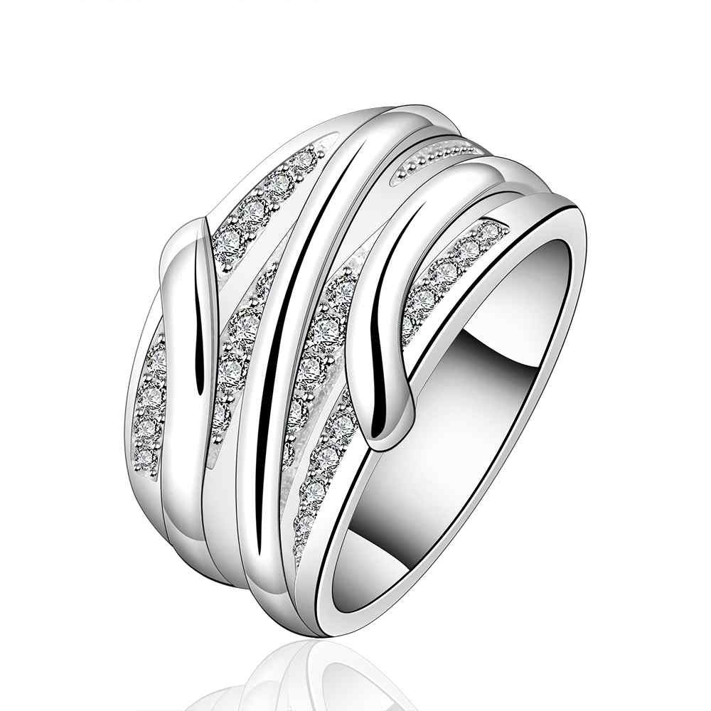 NEW Arrivel 2014 USA EURO Style Fashion Silver plated crystal line Ring Wholesale Jewelry SMTR572
