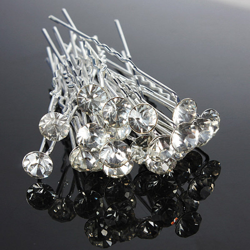 20Pcs Sliver Wedding Party Bridal Crystal Rhinestone Diamante Clips Hairpin Women Fashion Hair