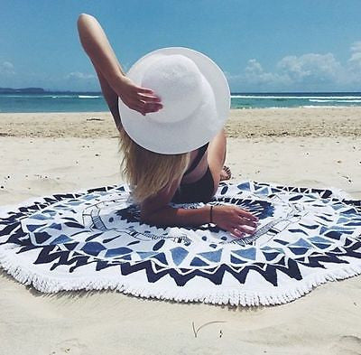 2016 New Summer Large Printed Round Beach Towels With Tassel Circle