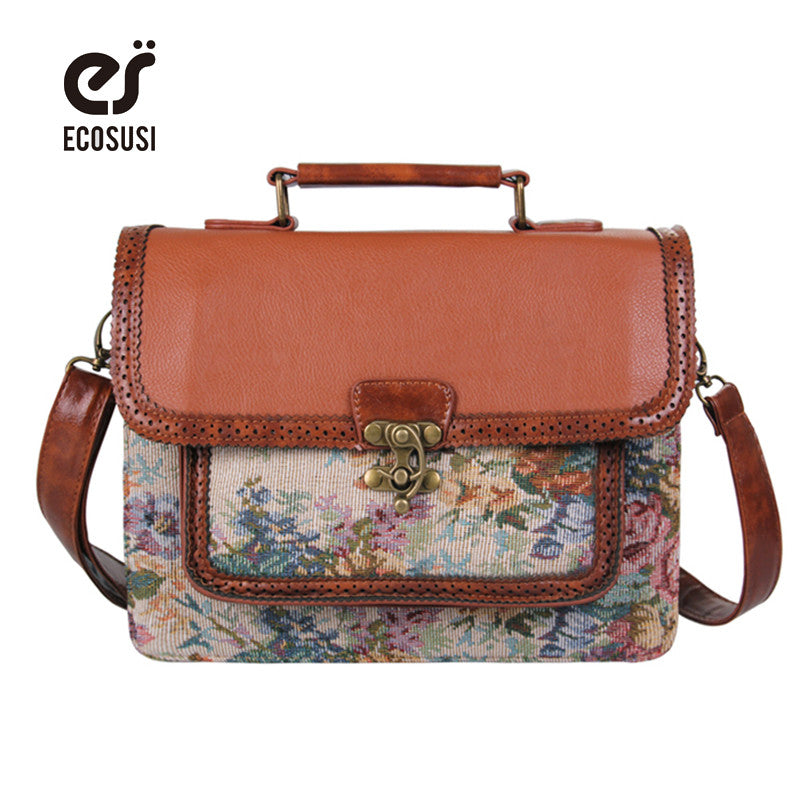 Retro British School Women Messenger Bag Embossed Hollow Out Shoulder - Shopy Max