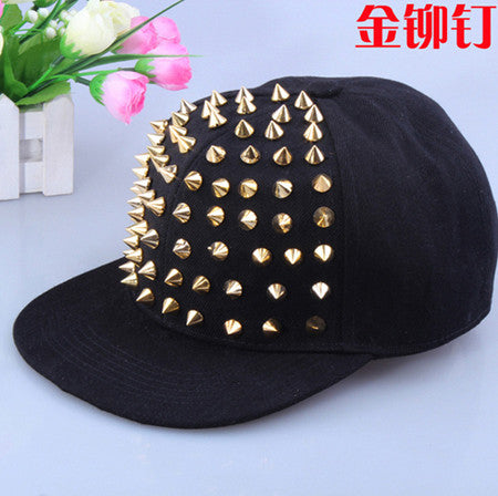 Fashion punk rivets hip hop flat along baseball caps peaked hats Snapback caps for man and woman free shipping - Shopy Max