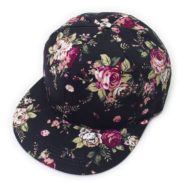 2Pcs Fashion Flower Print Hiphop Snapback Baseball Cap Hat (3 colours) - Shopy Max
