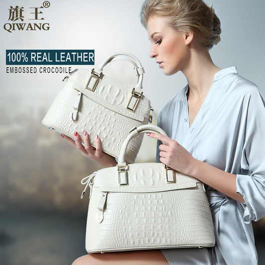 Qiwang Classic Crocodile Women Bag Big Brand Luxury Elegant Top-handle Bags Fashion - Shopy Max