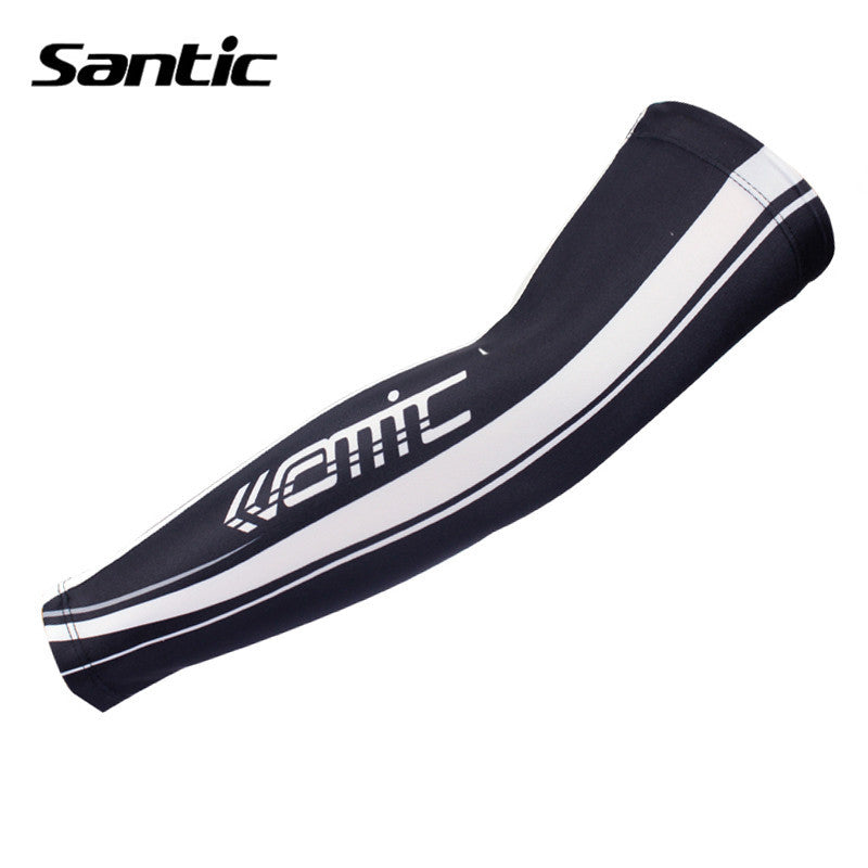 Santic Black Cycling Arm Warmers Running Basketball for Men Polyamide Material Sun Protection Breathable Arm Warmers C08009H - Shopy Max