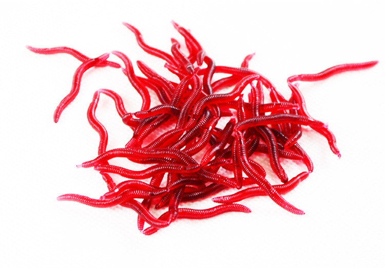 Hot selling! 50Pcs/Lot 11grams earthworm plastic lures Artificial Fishing Bionic soft Lures red worms bait fishing lure