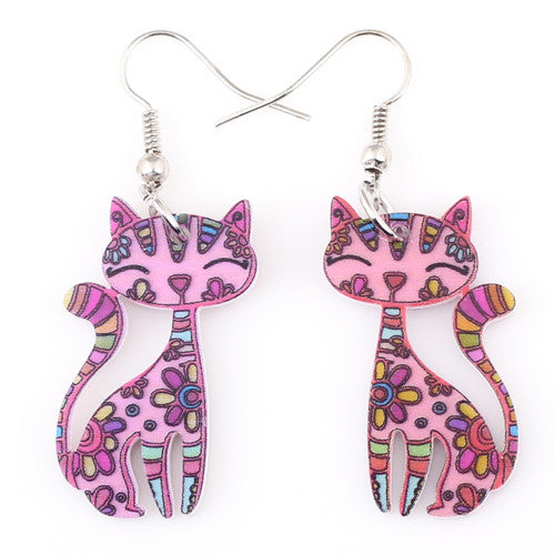 Drop Cat Colorful Earrings