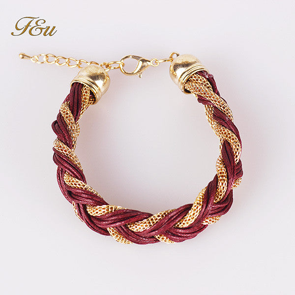 3 kinds of color 2014 new metal winding bracelet with a rope #1806 - Shopy Max
