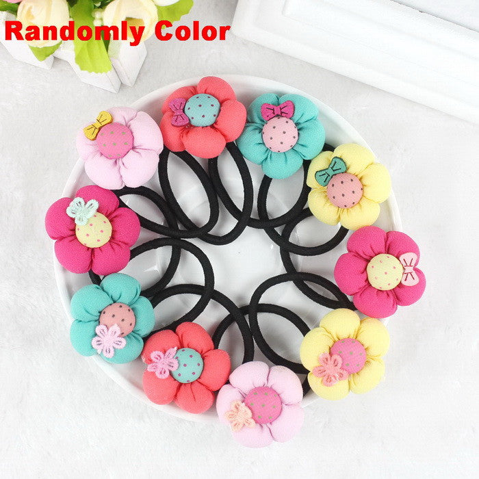 TS 5pcs Pumpkin flowers children baby girls hair accessories rubber bands