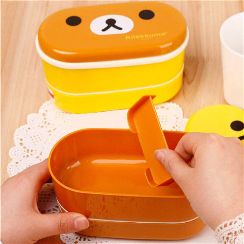 540ML2 Colors Double Layer Lunch Box Lovely High Heat Resistance plastic student