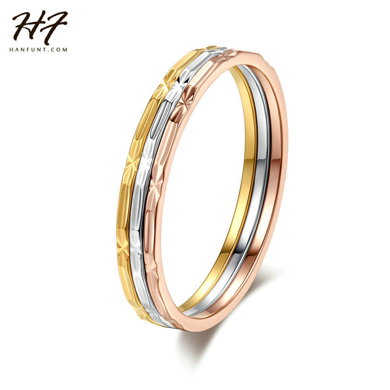 R029 Three Small Round 18K Gold Plated Fashion Ring Made with Genuine Austrian Crystals Full Sizes Wholesale - Shopy Max