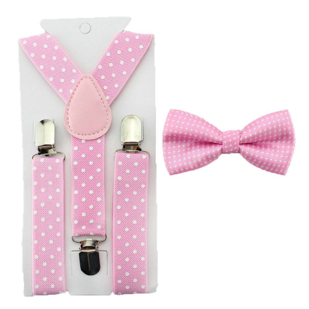 Baby Toddler Kids Children Boys Girls Black Polka Dot Bow Tie & Suspender Set - Shopy Max