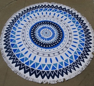Large Microfiber Round Beach Towels /150cm Diameter With Tassels Sunbath