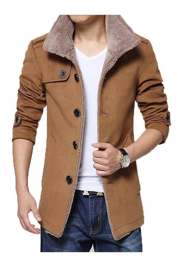 Men Casual Slim Fit Trench Coat - Shopy Max