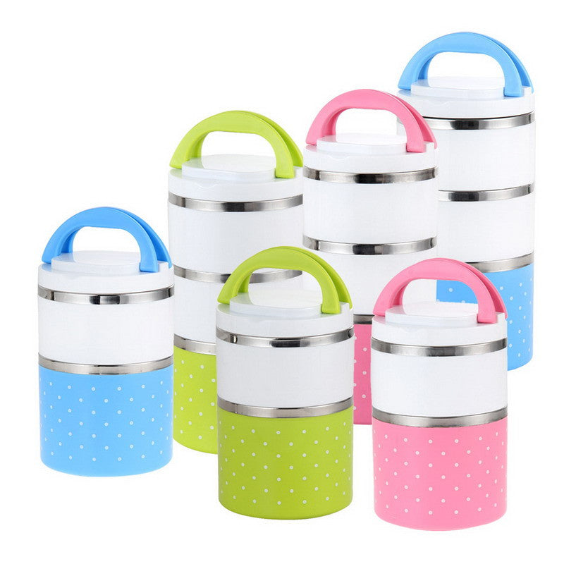 Free Shipping Dots Stainless Steel Lunch Box Insulation Bento Lunch Box Food Container NVIE - Shopy Max