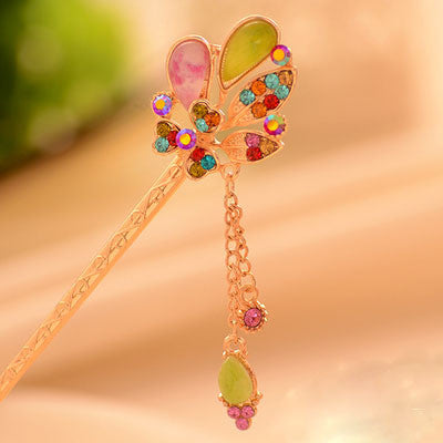 Chinese Ancient Classical Lady Styling Tools Wedding Hair Accessories Peacock Hair Sticks Butterfly