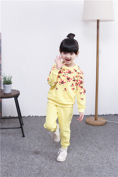 Spring autumn girls clothing set floral printed kids suit set casual two-piece sport suit for girl tracksuit children clothing - Shopy Max