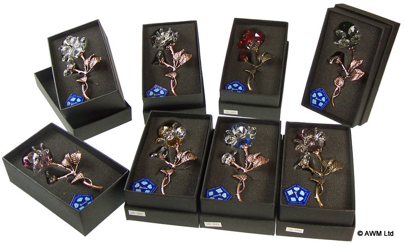 Blue Crystal Silver Stem Rose - Shopy Max