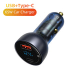 Baseus USB C Car Charger 65W Fast Charging Quick Charger 4.0