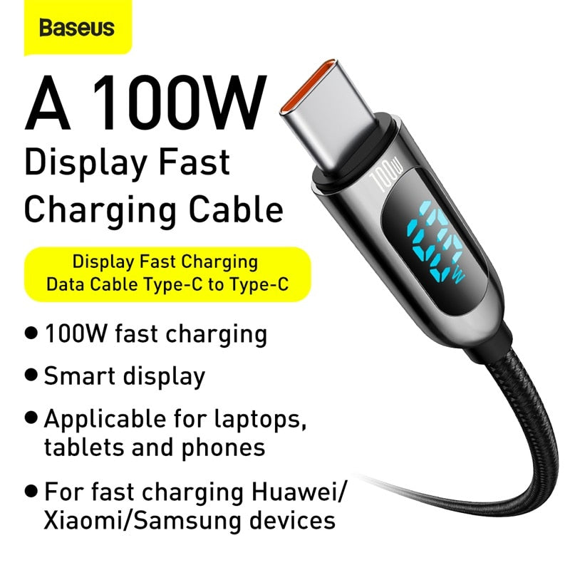 Baseus PD 100W USB C To USB Type C Cable Fast Charging Charger