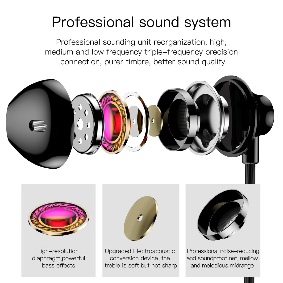 Baseus Wired Earphone In Ear Headset With Mic Stereo Bass Sound 3.5mm