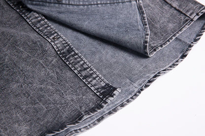 Men Summer Denim Thin Shirt Short Sleeve Soft Cotton