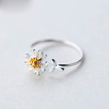 New 925 Sterling Silver Daisy Flower Rings for Women Adjustable