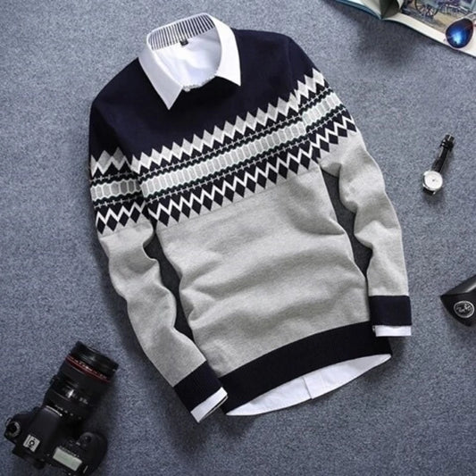 Spring and Autumn New Sweater Men's Round Neck Sweater Korean Trend Pullover Sweater Men's Simple and Versatile