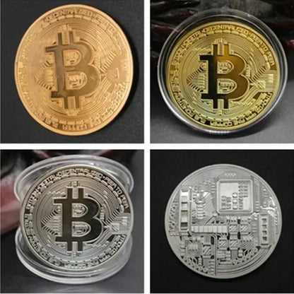 5pcs Gold-Plated Casascius Bitcoin Coins – Crypto Commemorative Collectible Art Set